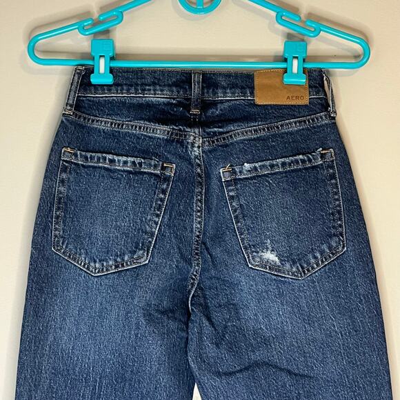 Aeropostale Dark Wash Distressed Mom Jean Size 000 Reg - Picture 7 of 12